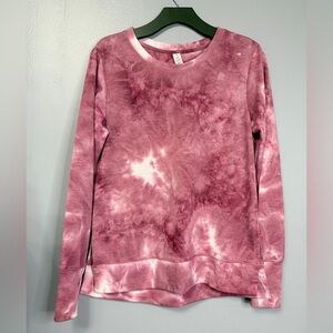 VOGO Athletica Maroon Tie-Dye Sweatshirt with thumb hold